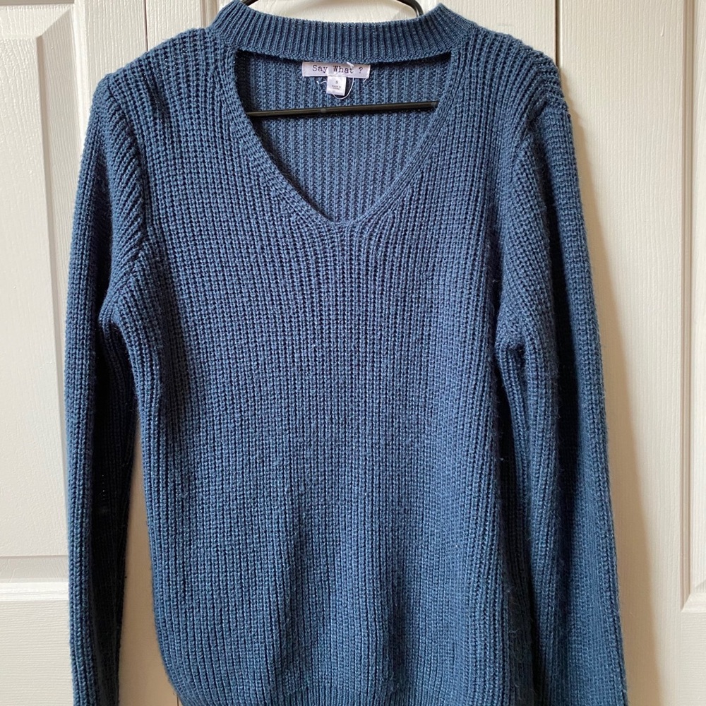 Dark Blue Crochet Sweater